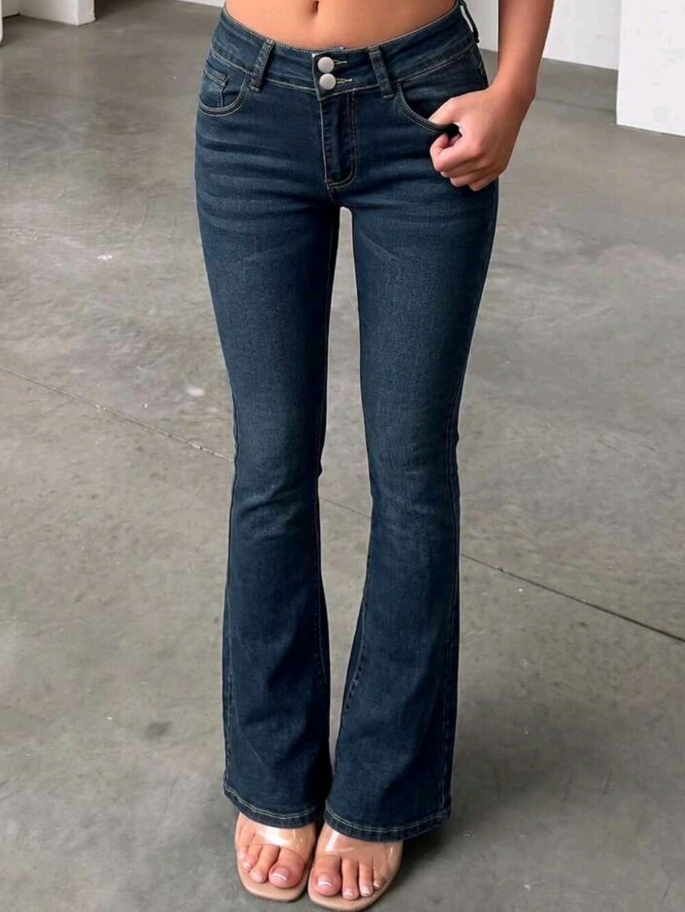 Vintage Chic High Waist Button Front Slim Fit Washed Skinny Jeans For Women, - Picture 4 of 6
